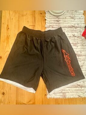 Alpinestars Black Athletic Shorts with Red Logo Accent